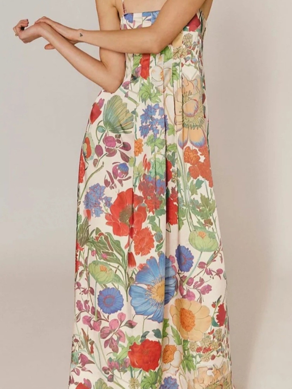 SHEIN Floral Maxi Skirt - Red, Blue, Green, Cream